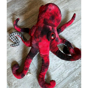 16” Fiesta Red & Black Octopus Plush Ocean Sea Life